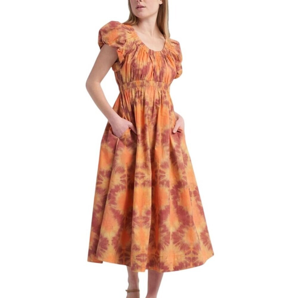 ULLA JOHNSON  Nanette Midi Dress In Topaz, Size 4, New with tag